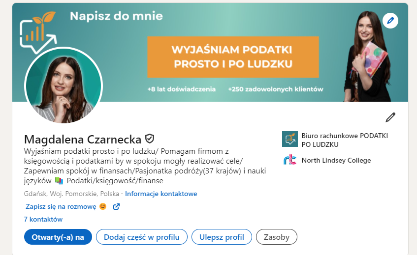 Magdalena Czarnecka jako klientka Joanny Pomes przy optymalizacji profilu na Linkedin